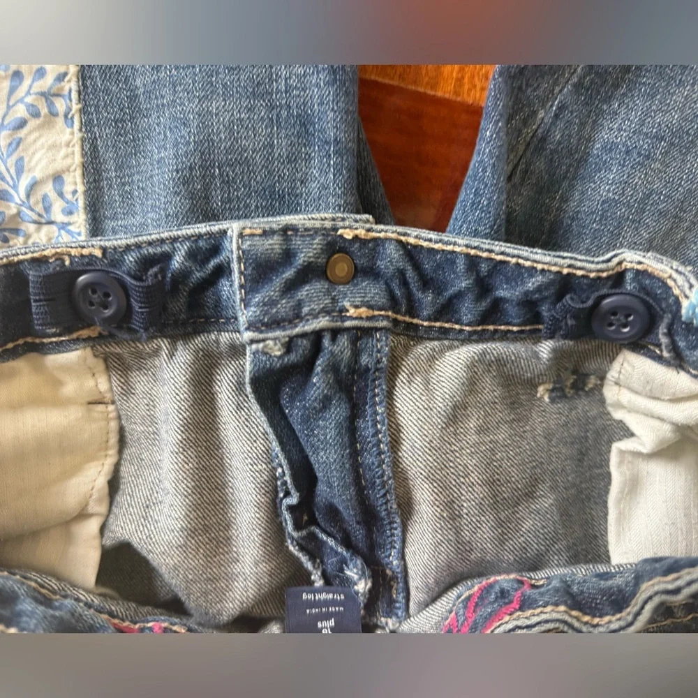 Gap Denim Jeans GIRLS Plus Pants Size 18 Plus Adjustable waist Patchwork